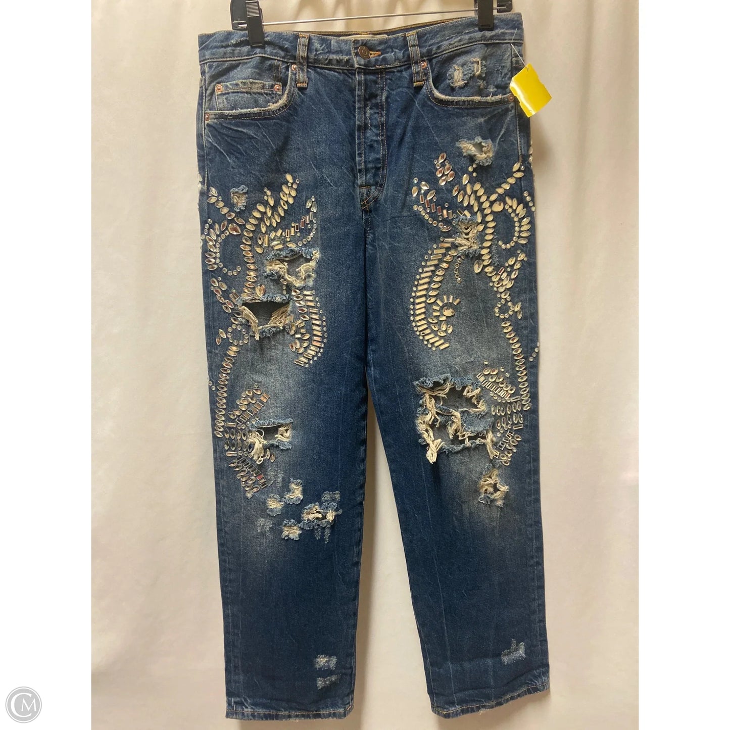 Jeans Straight By Free People In Blue Denim, Size: 6
