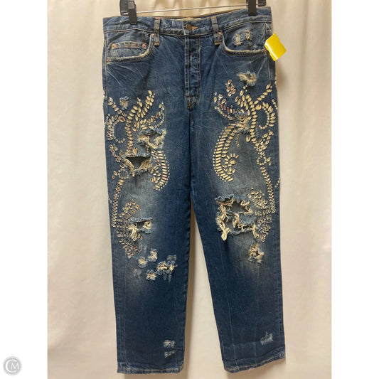 Jeans Straight By Free People In Blue Denim, Size: 6