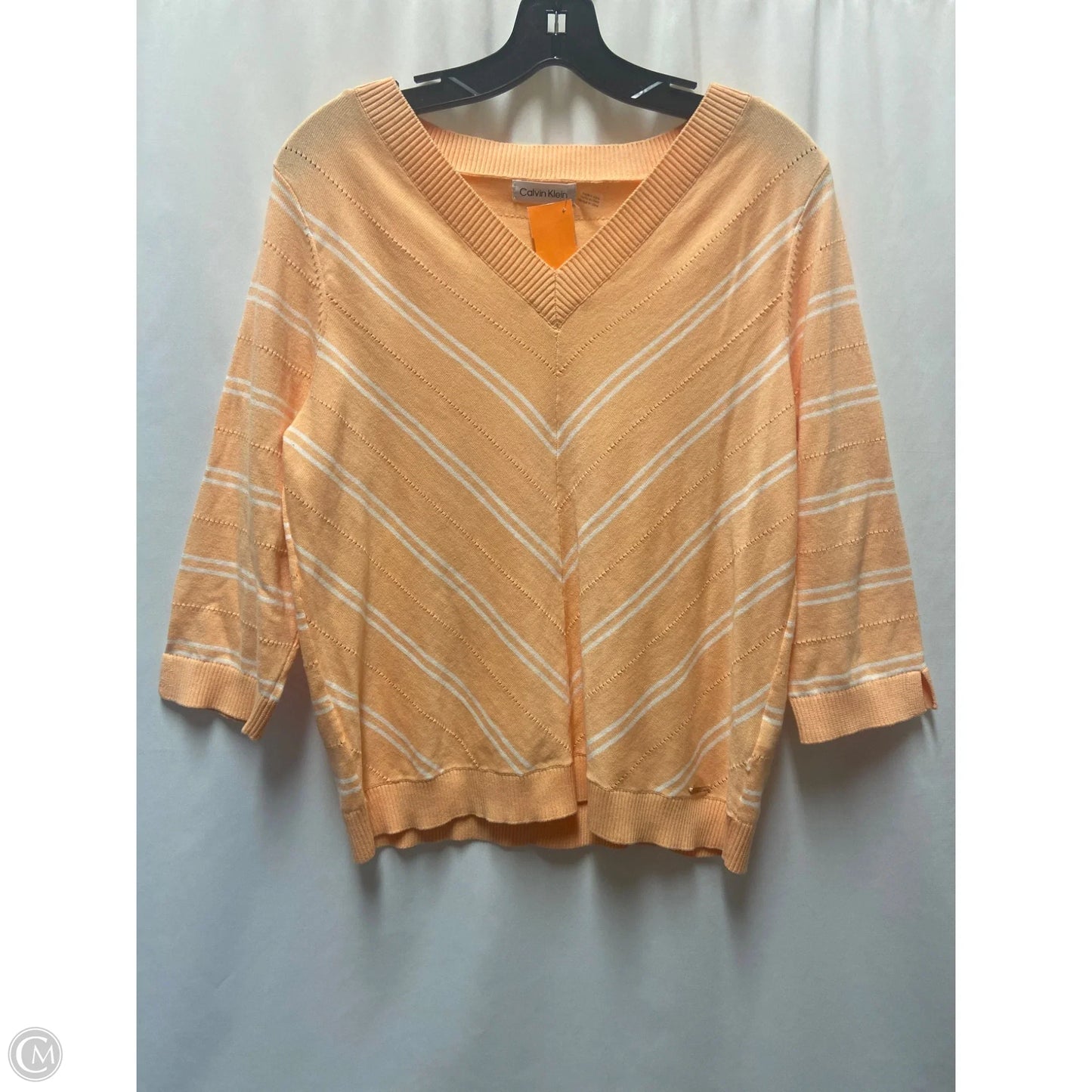Top Long Sleeve By Calvin Klein In Orange, Size: M