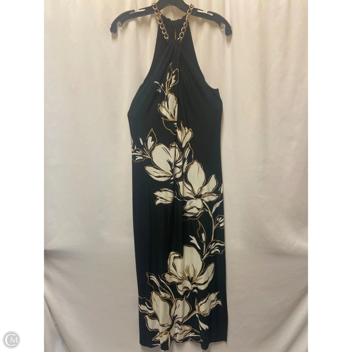 Dress Casual Maxi By Tommy Bahama In Black & Gold, Size: S