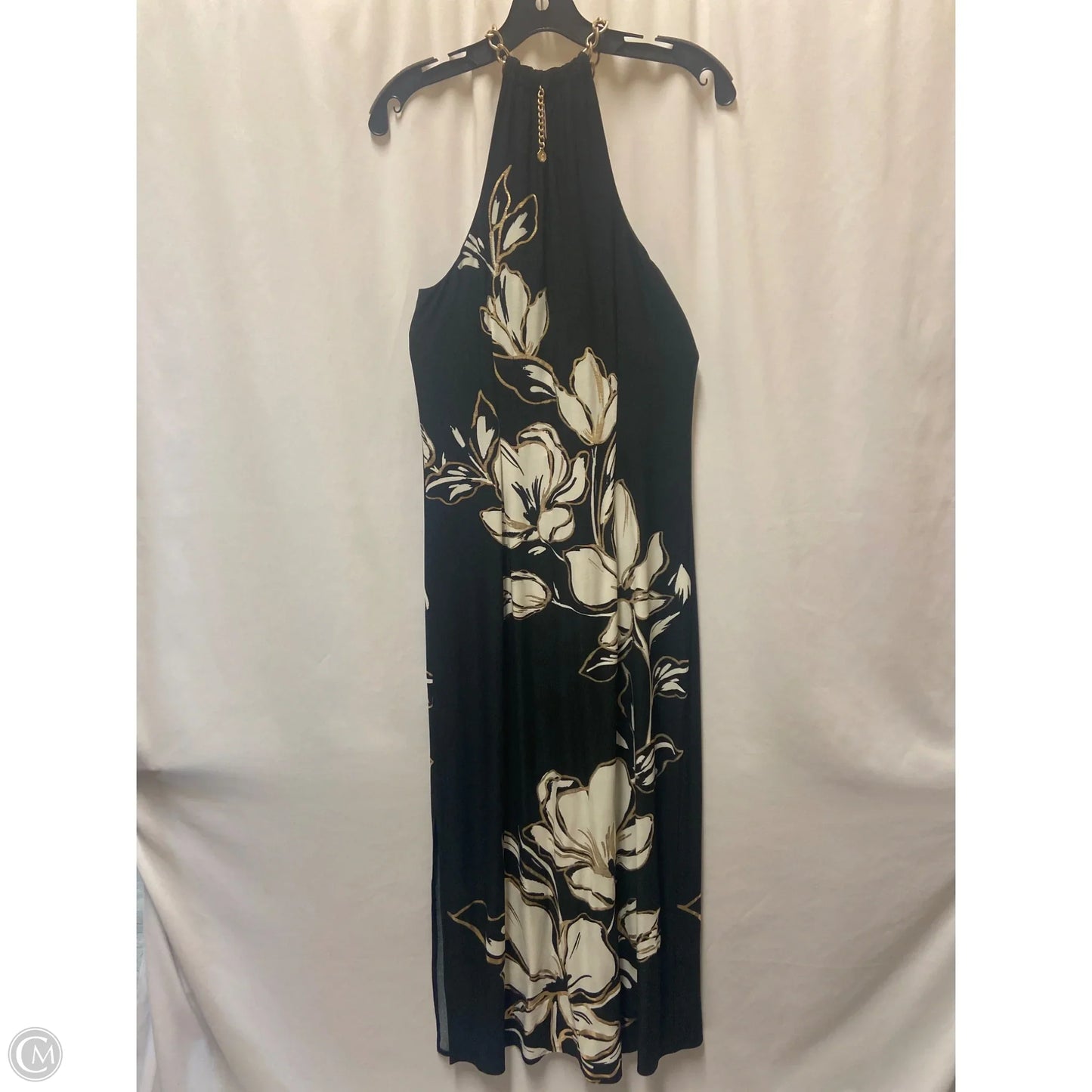Dress Casual Maxi By Tommy Bahama In Black & Gold, Size: S