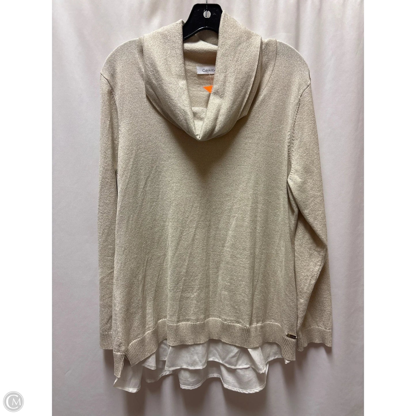 Top Long Sleeve By Calvin Klein In Gold, Size: L