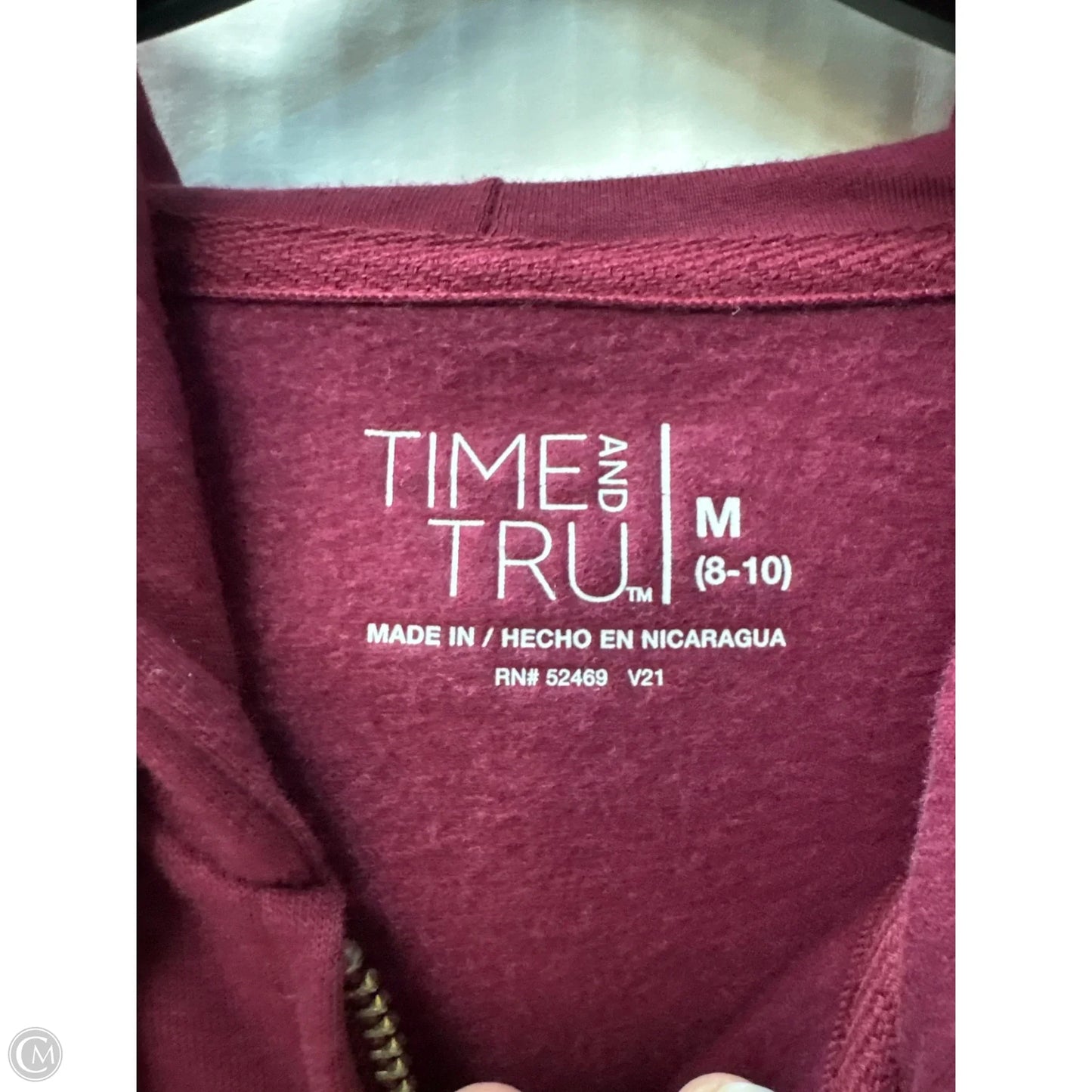 Sweatshirt Hoodie By Time And Tru In Maroon, Size: M