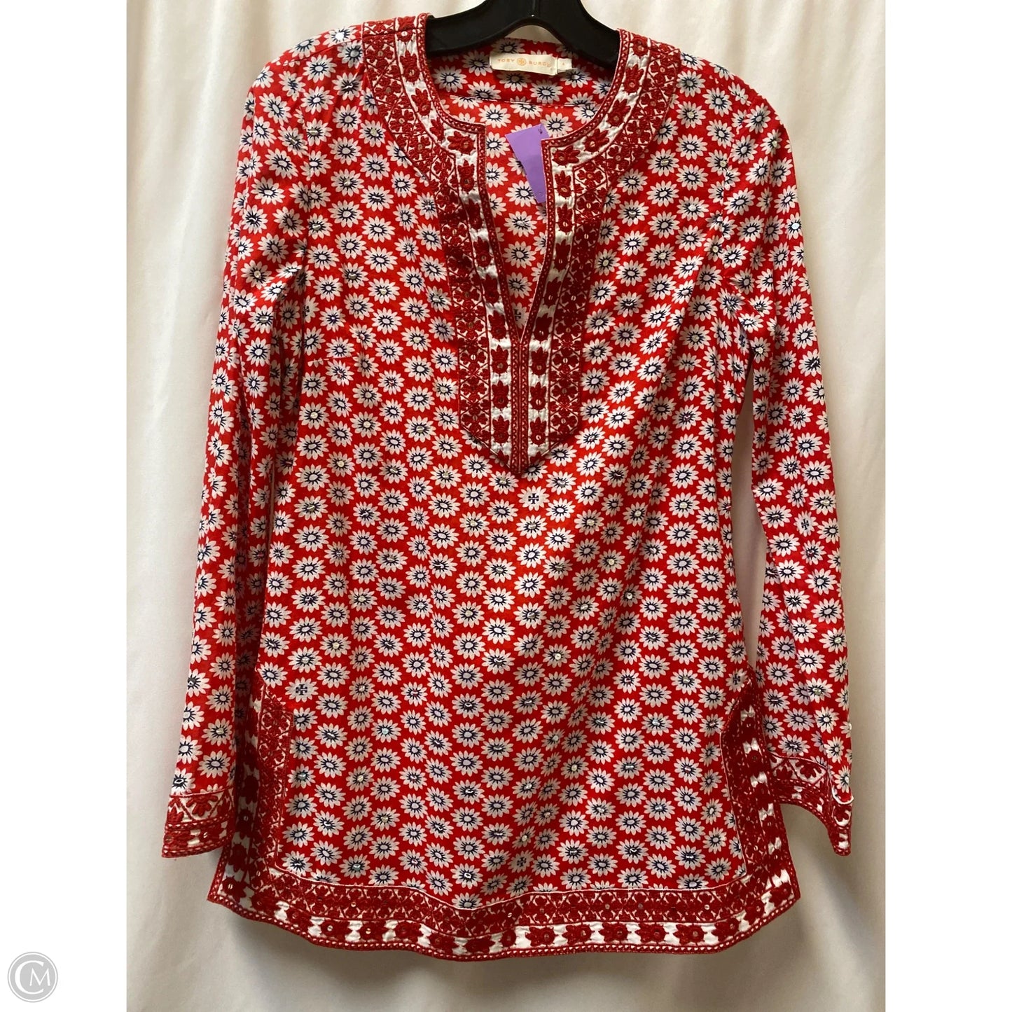 Top Long Sleeve Designer By Tory Burch In Red, Size: 4