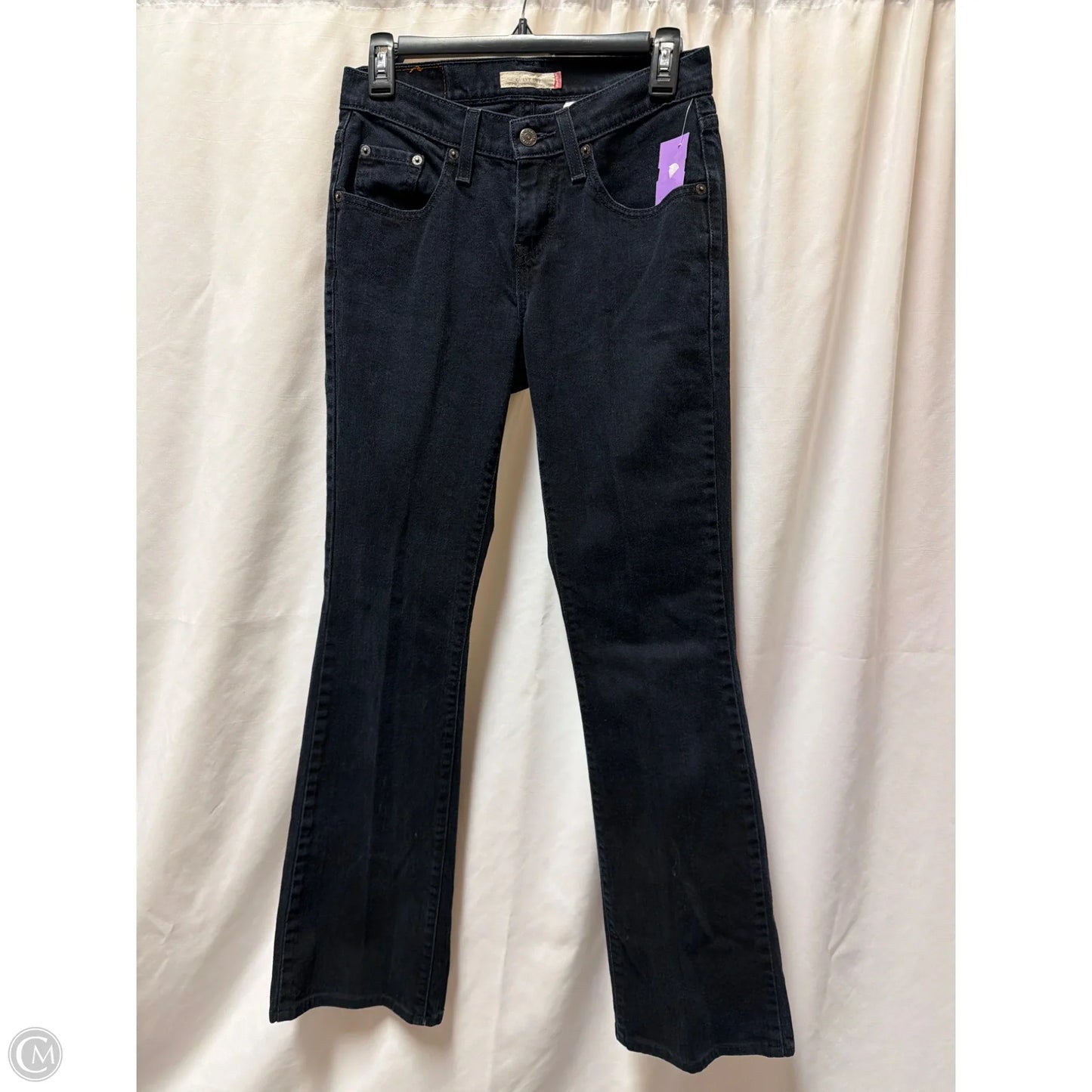 Jeans Straight By Levis In Black Denim, Size: 4