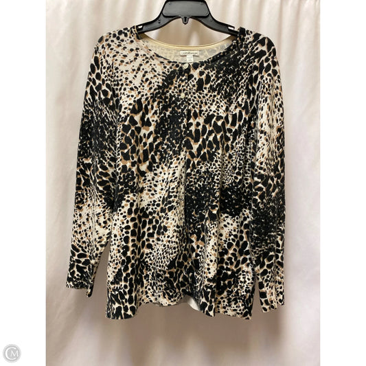 Cardigan By Croft And Barrow In Animal Print, Size: 1x