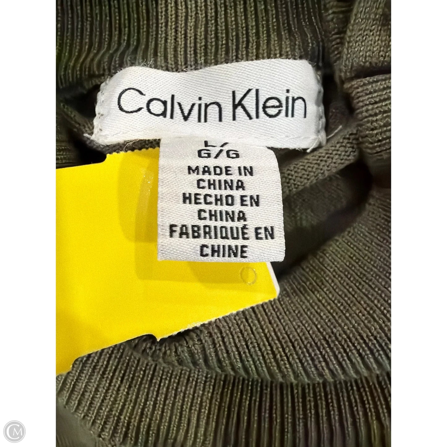 Top Long Sleeve By Calvin Klein In Green, Size: L