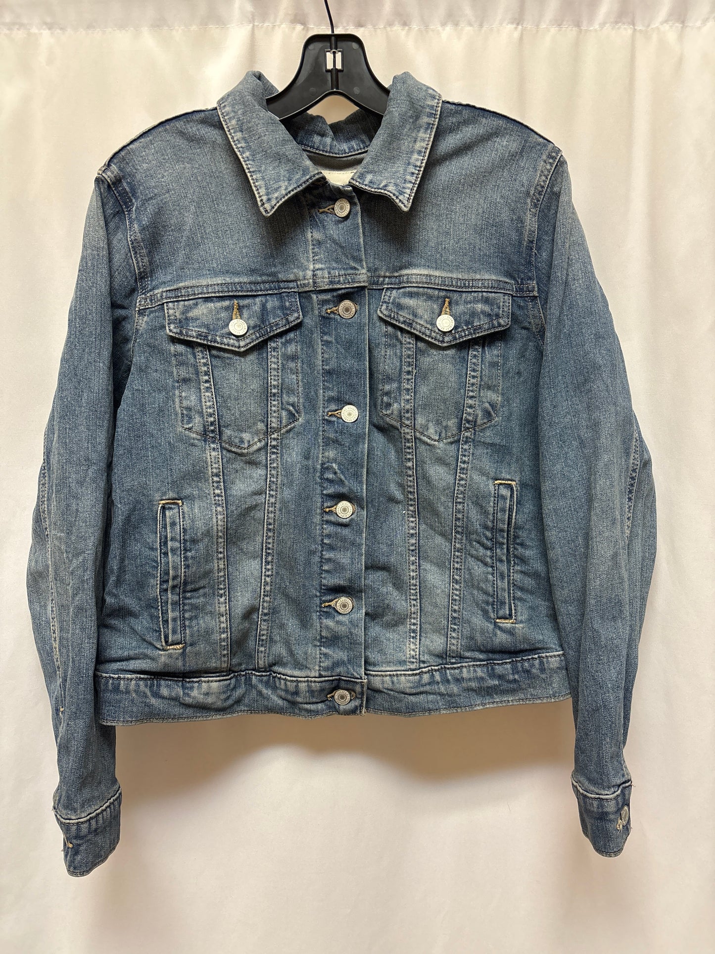 Jacket Denim By Lucky Brand In Blue Denim, Size: L