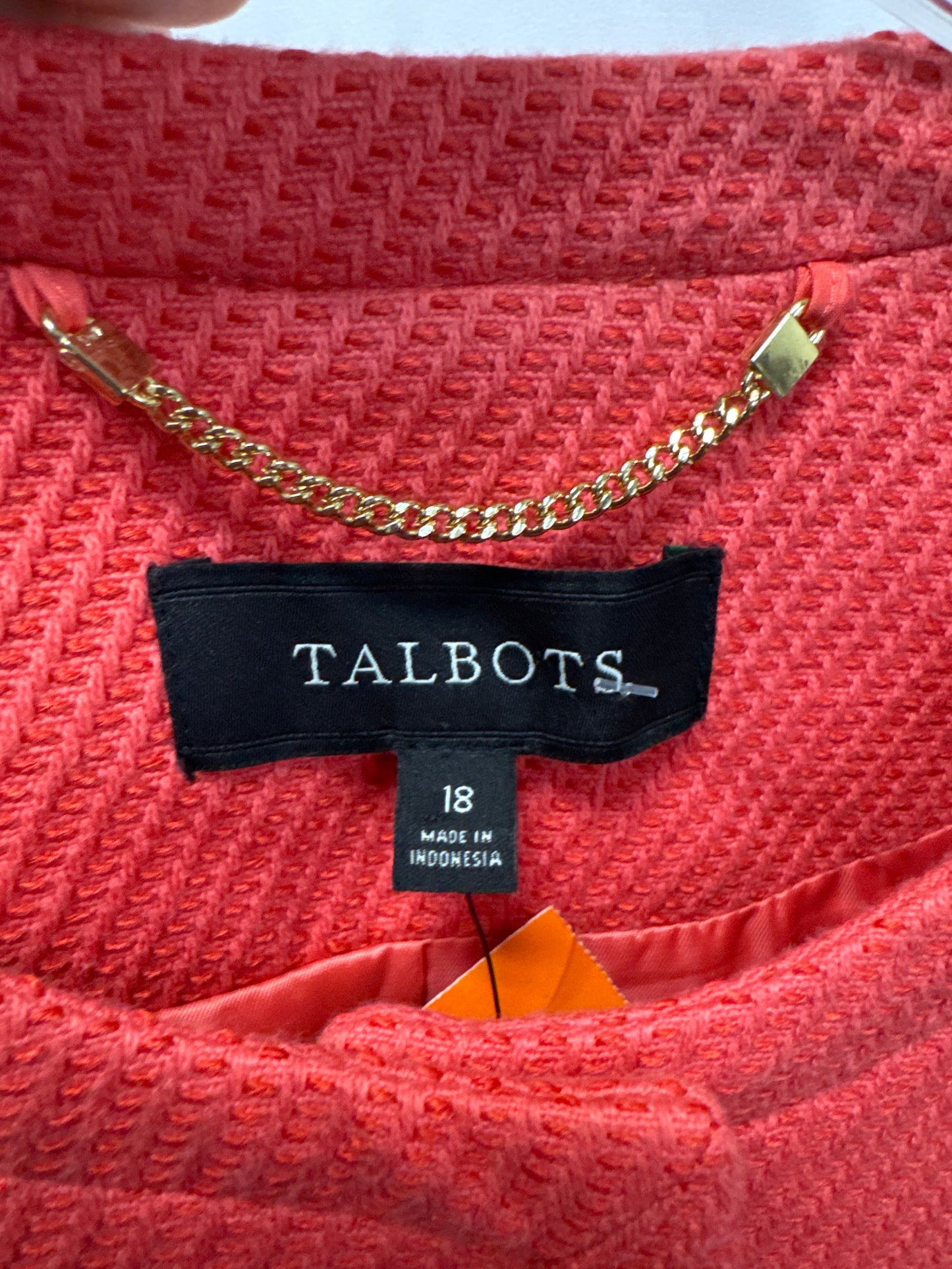 Coat Peacoat By Talbots In Peach, Size: Xl