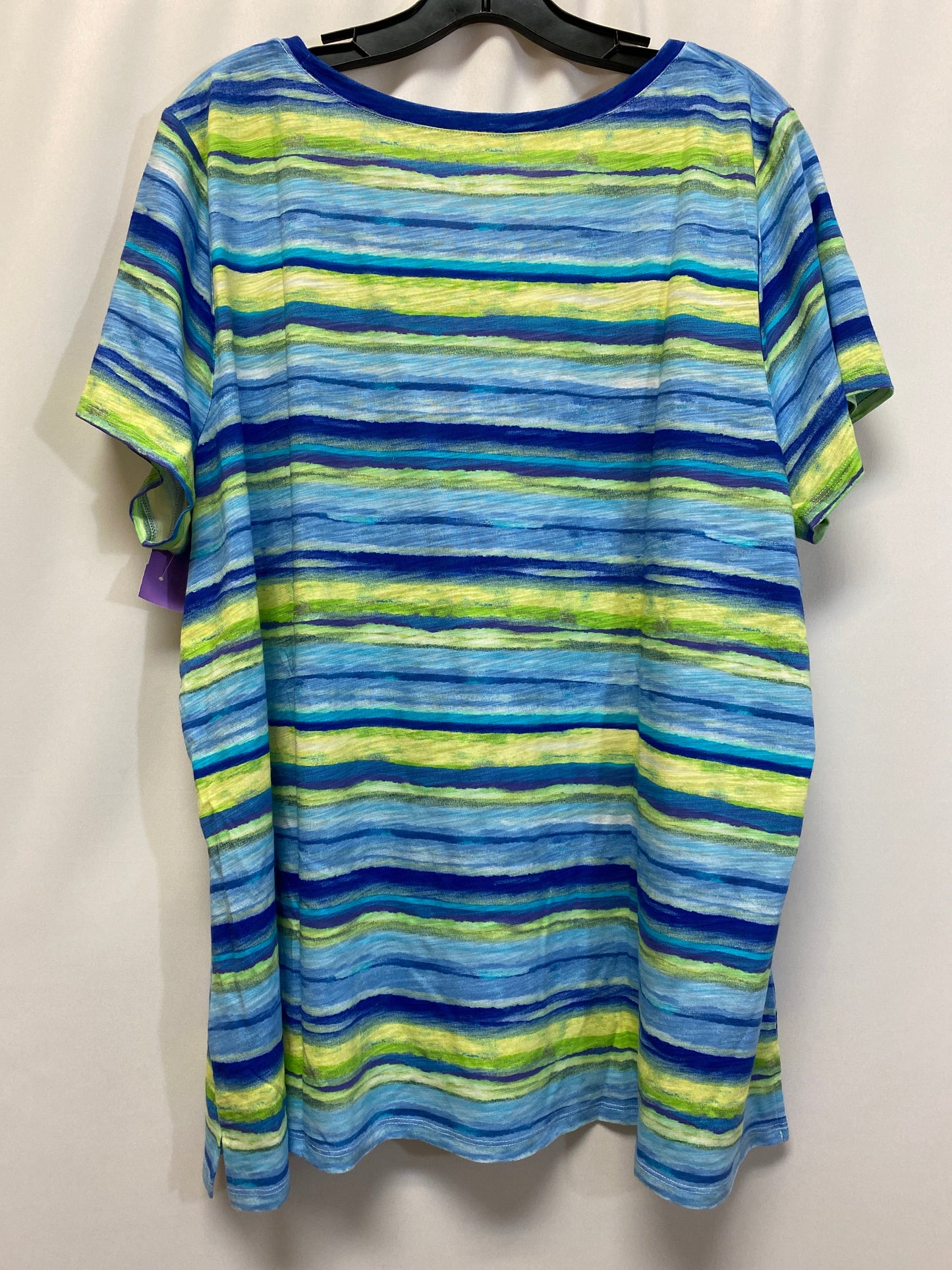 Blue & Green Top Short Sleeve Clothes Mentor, Size 2x