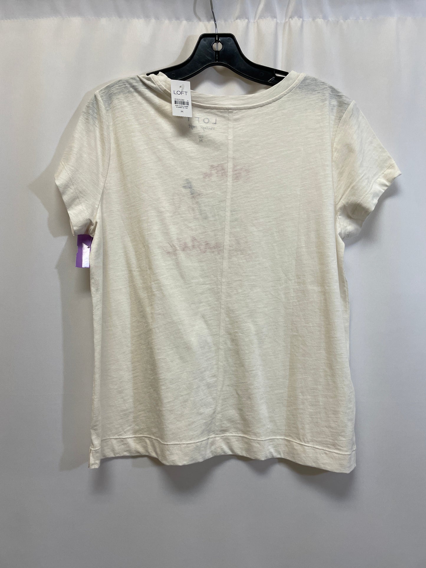 Cream Top Short Sleeve Loft, Size M