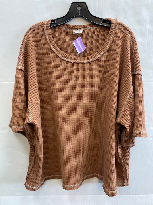 Brown Top Short Sleeve Pol, Size M