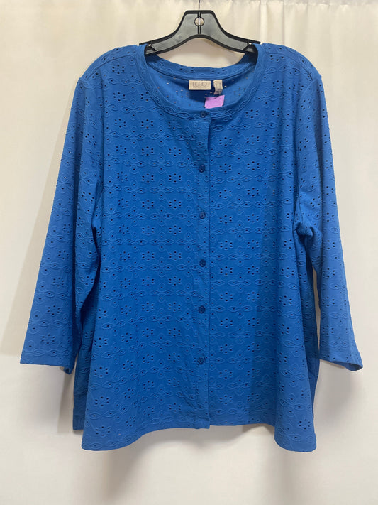 Blue Top Long Sleeve Logo, Size 3x