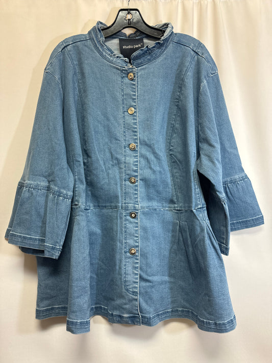 Blue Denim Jacket Denim Clothes Mentor, Size 3x