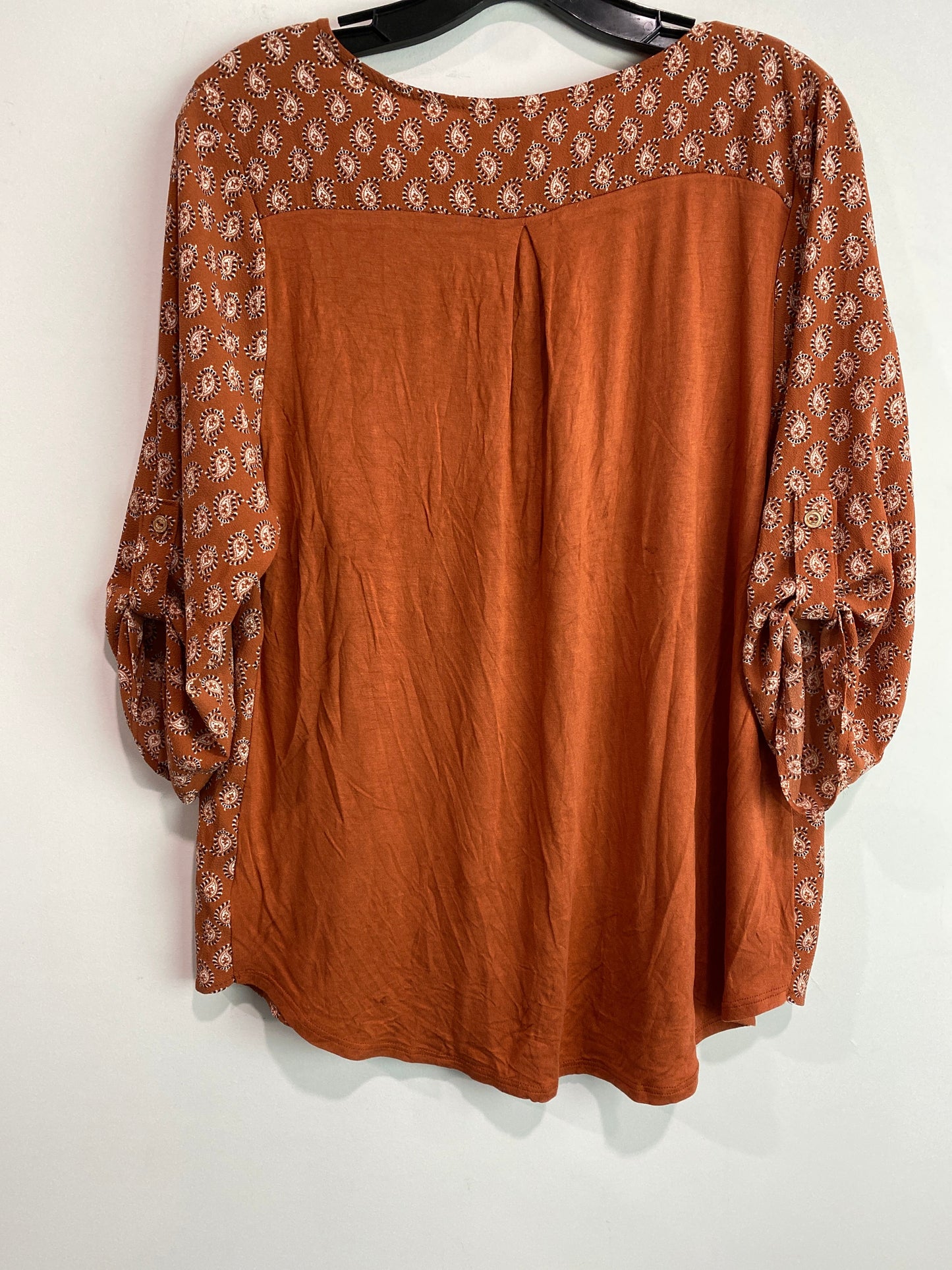 Brown Top 3/4 Sleeve Clothes Mentor, Size Xl