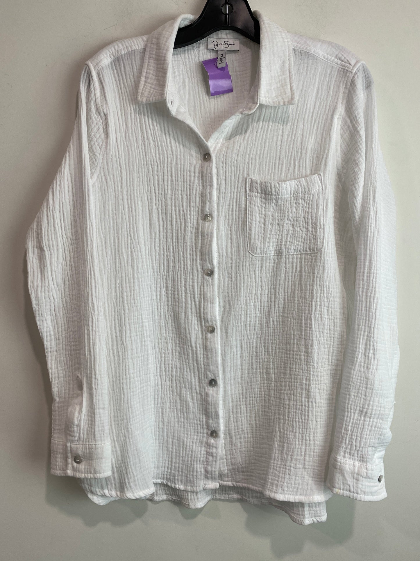 White Top Long Sleeve Jessica Simpson, Size M