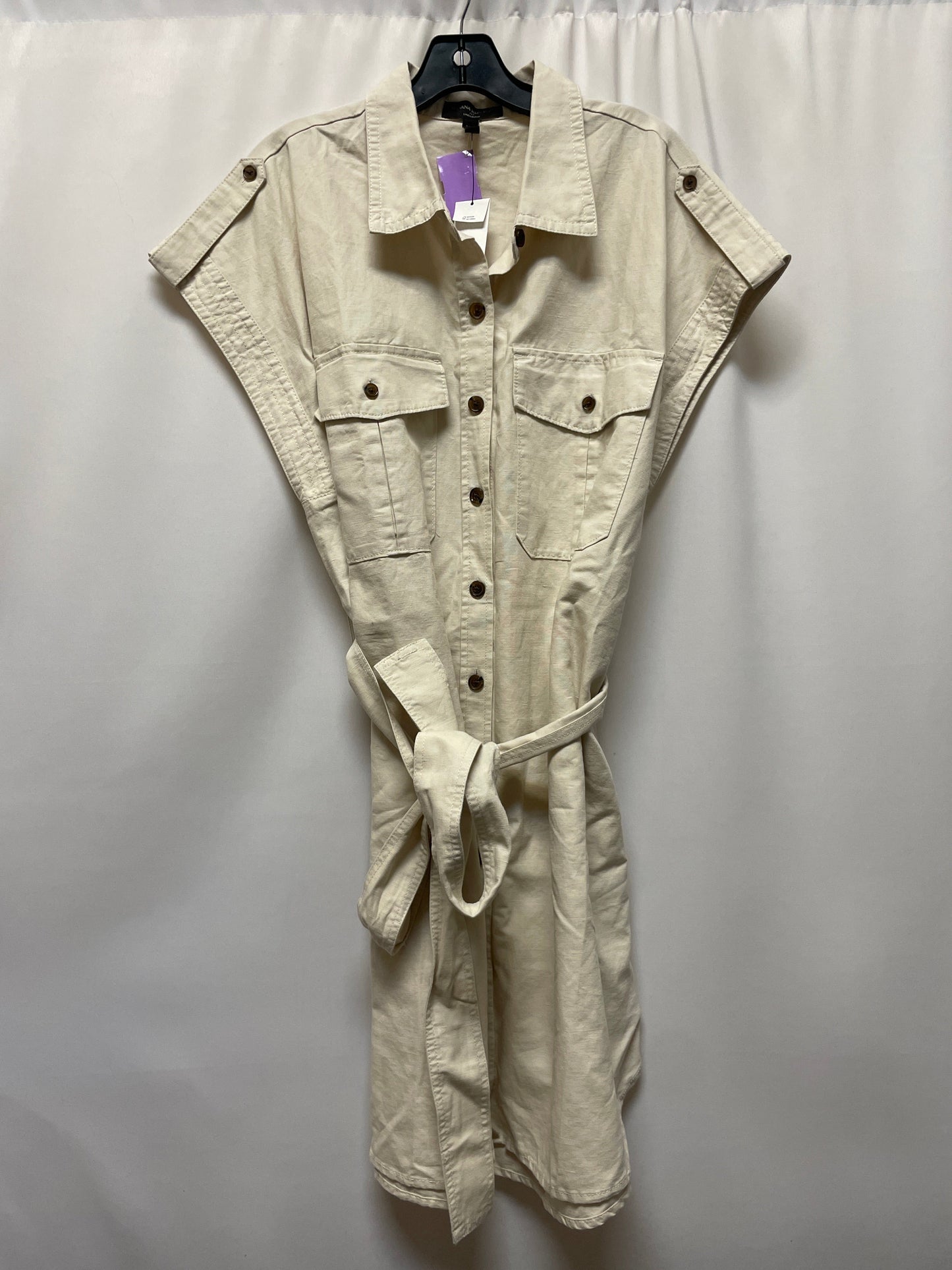 Cream Dress Casual Midi Banana Republic, Size Xl