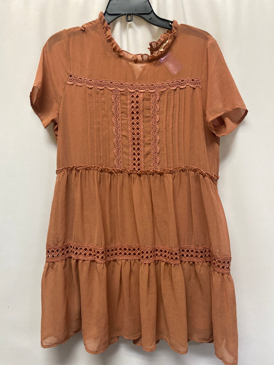 Brown Dress Casual Midi Entro, Size M