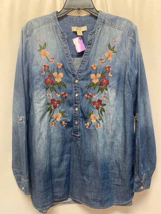 Blue Denim Top Long Sleeve Vintage America, Size Xl