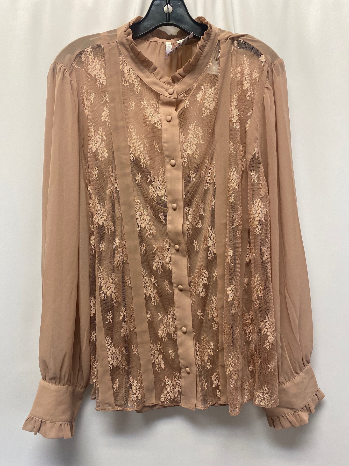 Brown Top Long Sleeve Cato, Size 3x