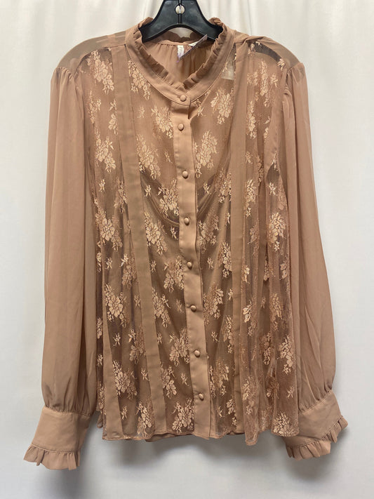 Brown Top Long Sleeve Cato, Size 3x