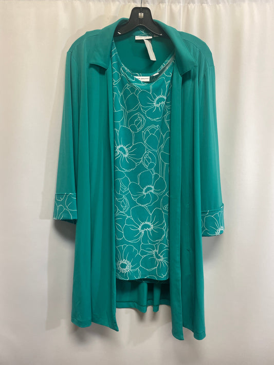 Cardigan By Susan Graver In Green, Size: 1x