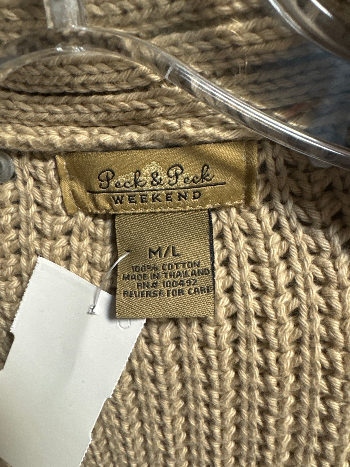 Sweater Cardigan By Peck And Peck In Beige, Size: M