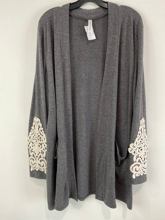 Cardigan By Zenana Outfitters In Grey, Size: 2x