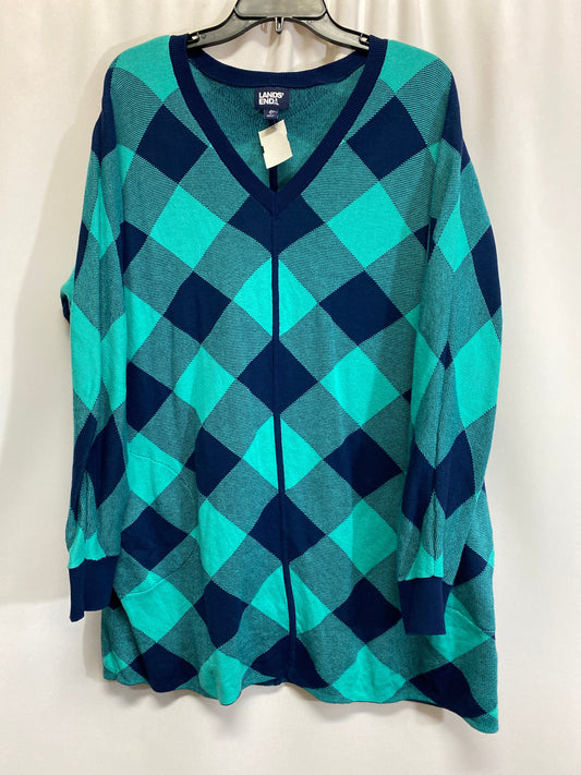 Sweater By Lands End In Blue & Green, Size: Xl