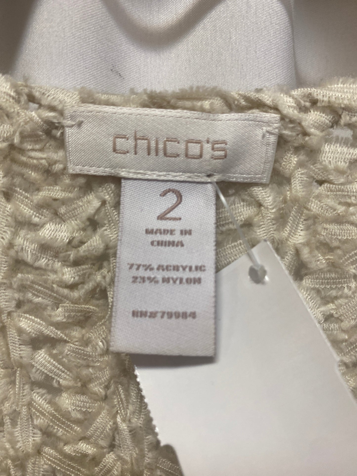 Top 3/4 Sleeve By Chicos In Silver, Size: L