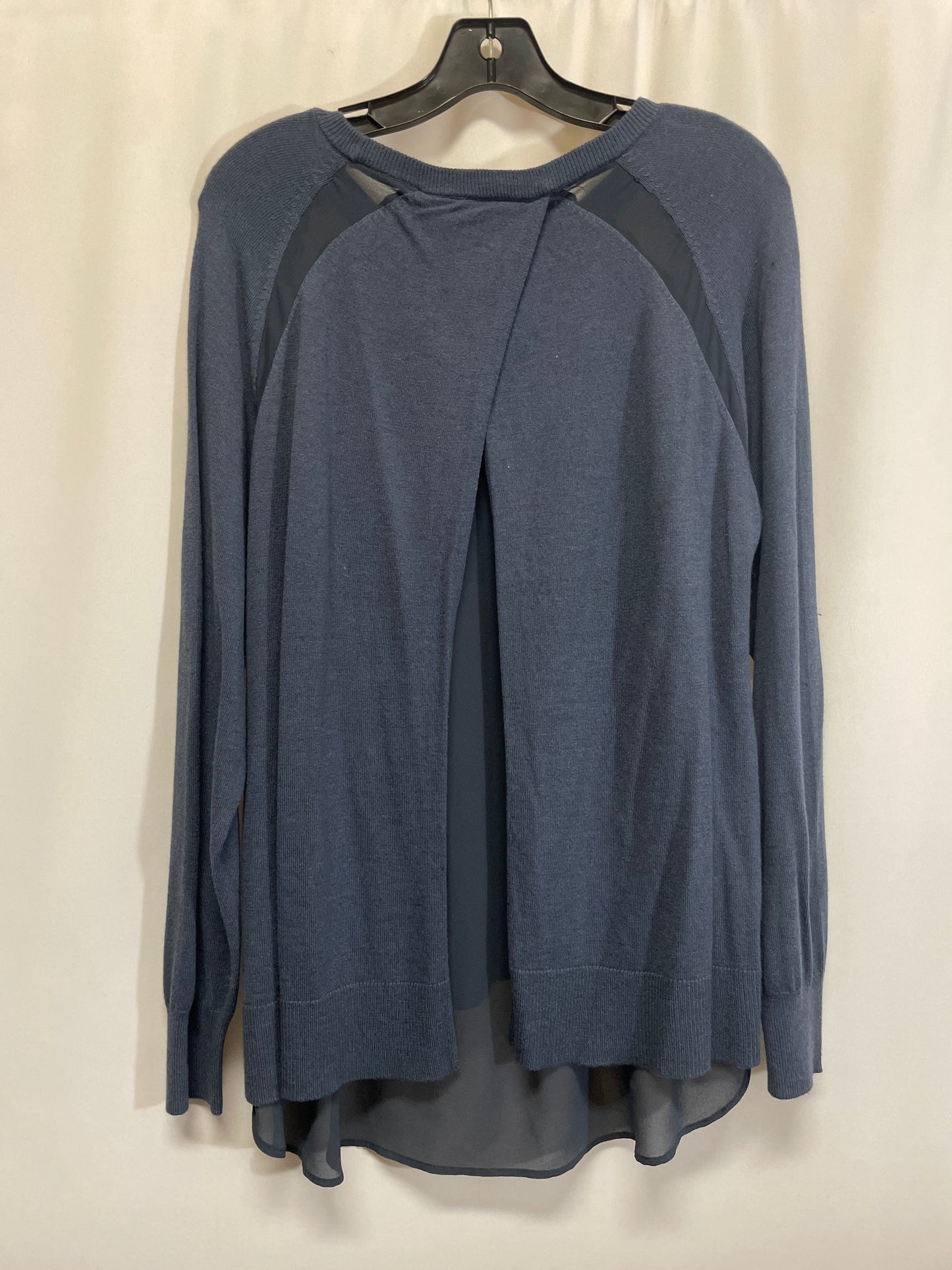 Top Long Sleeve By Halston In Blue, Size: L