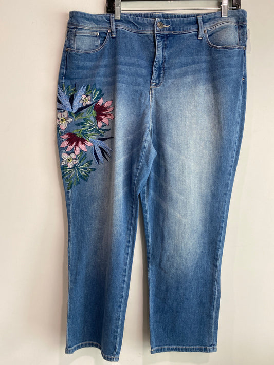 Jeans Cropped By Chicos In Blue Denim, Size: 16