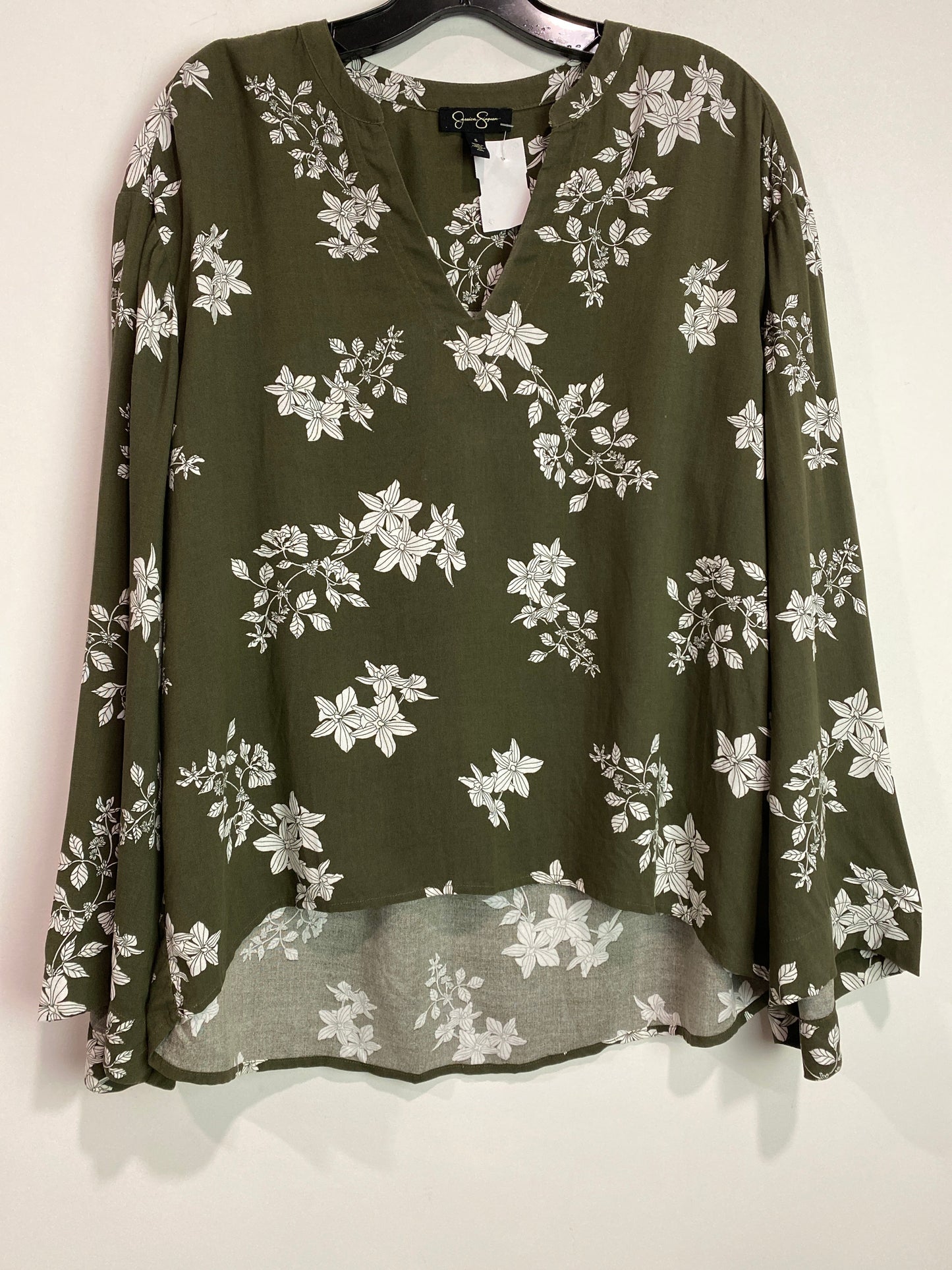 Top Long Sleeve By Jessica Simpson In Green, Size: S