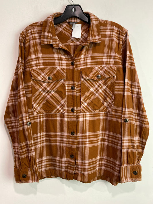 Top Long Sleeve By Eddie Bauer In Brown, Size: M