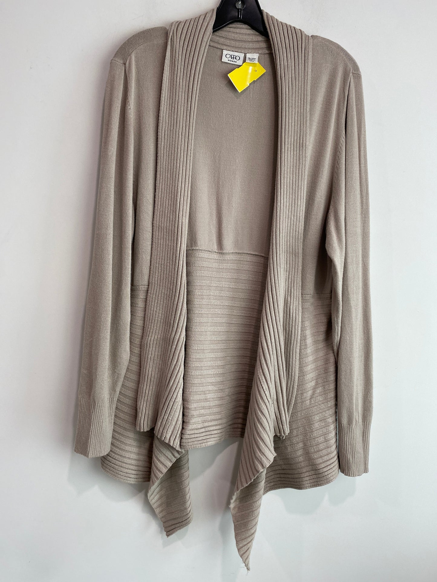 Sweater Cardigan By Cato In Beige, Size: 1x