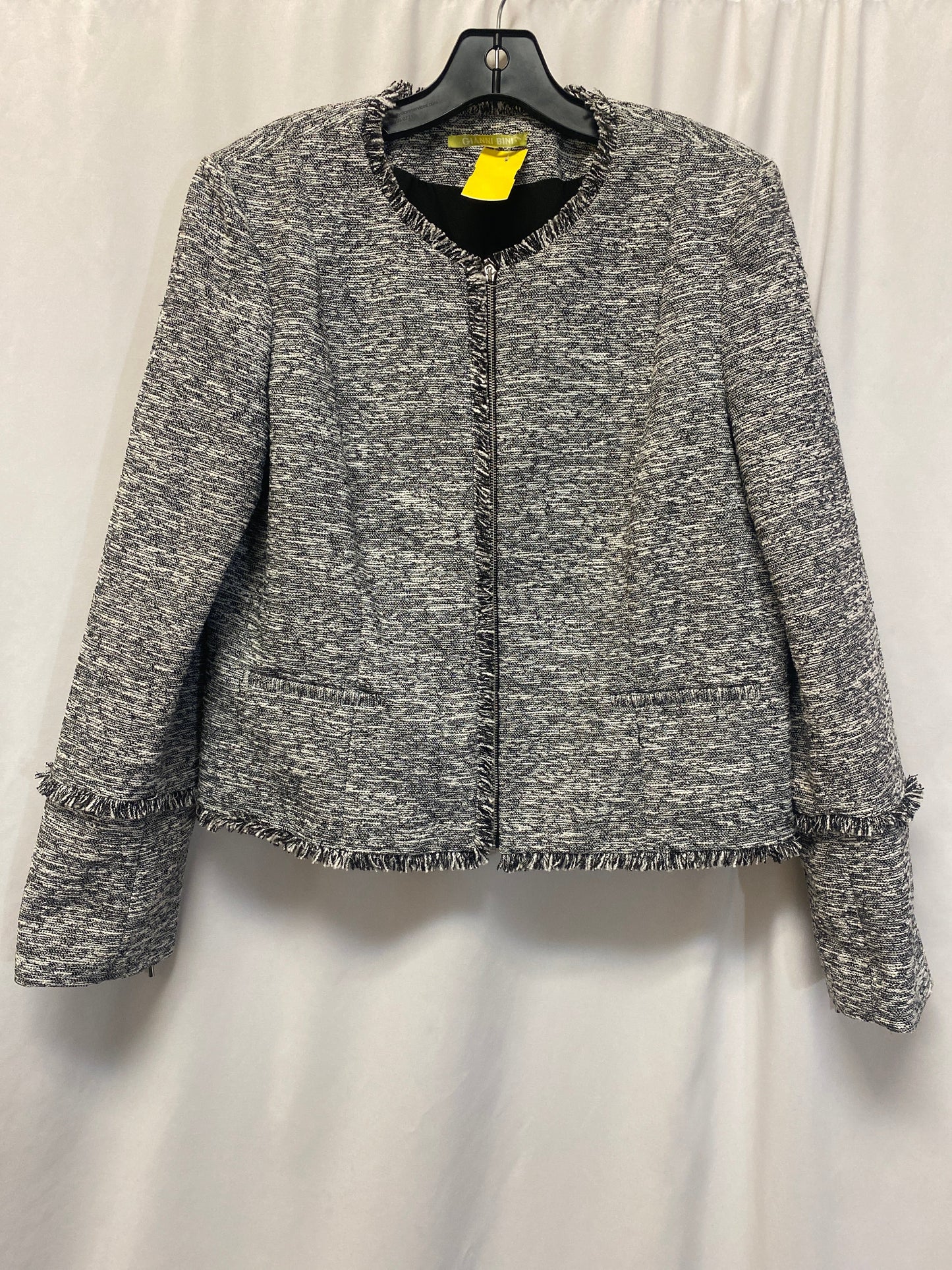 Jacket Moto By Gianni Bini In Black & White, Size: L