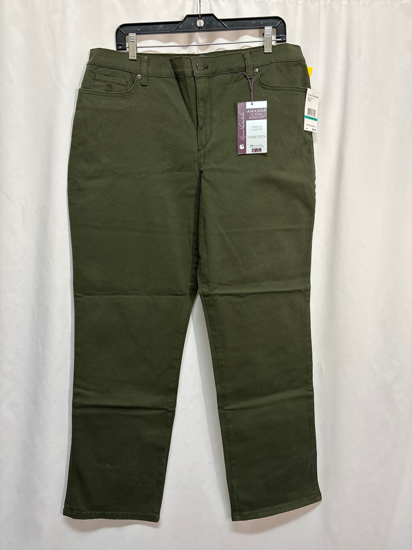 Jeans Straight By Gloria Vanderbilt In Green Denim, Size: 16