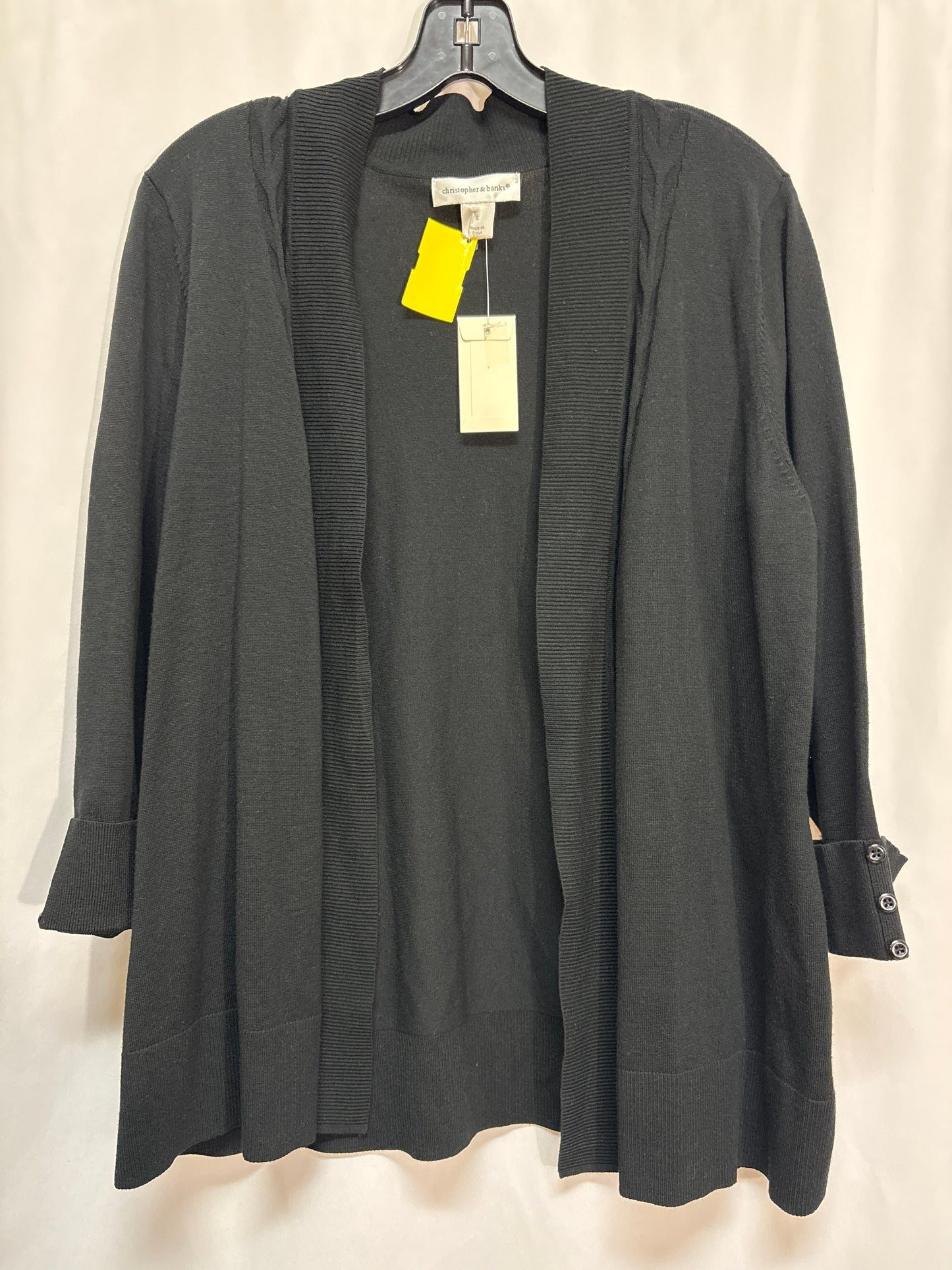 Sweater Cardigan By Christopher And Banks In Black, Size: L