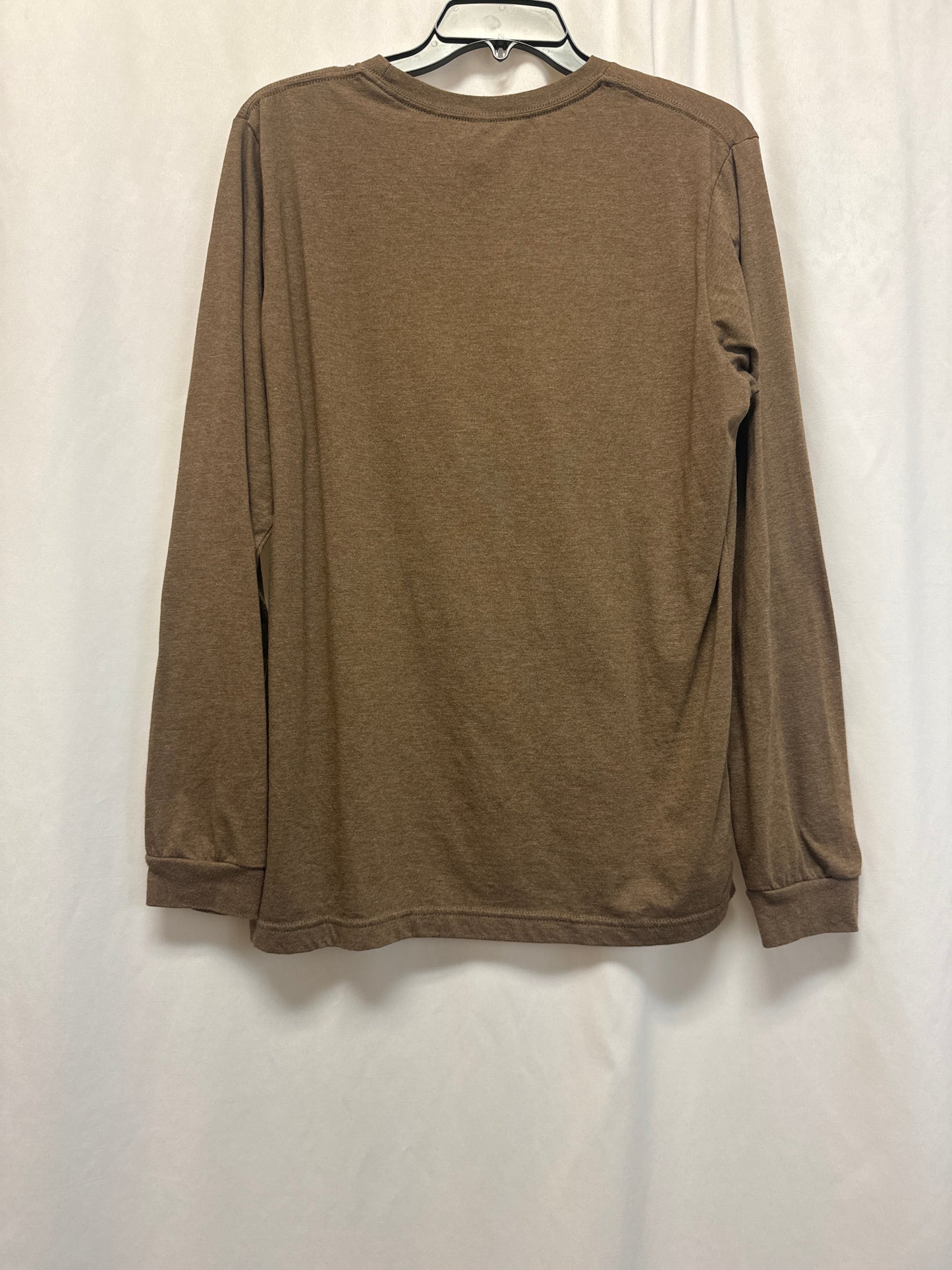 Top Long Sleeve By Bella + Canvas In Brown, Size: L