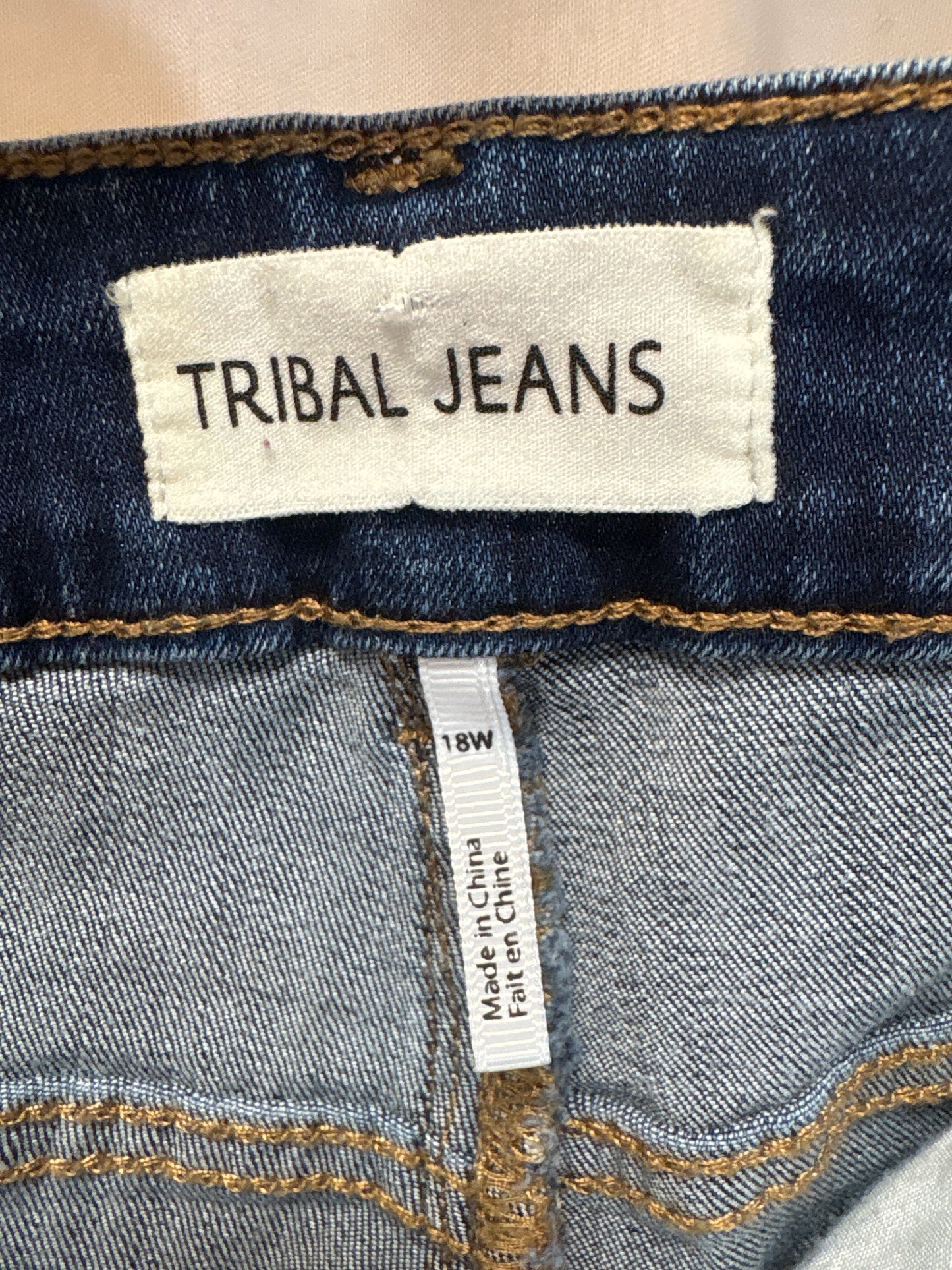 Jeans Skinny By Tribal In Blue Denim, Size: 18