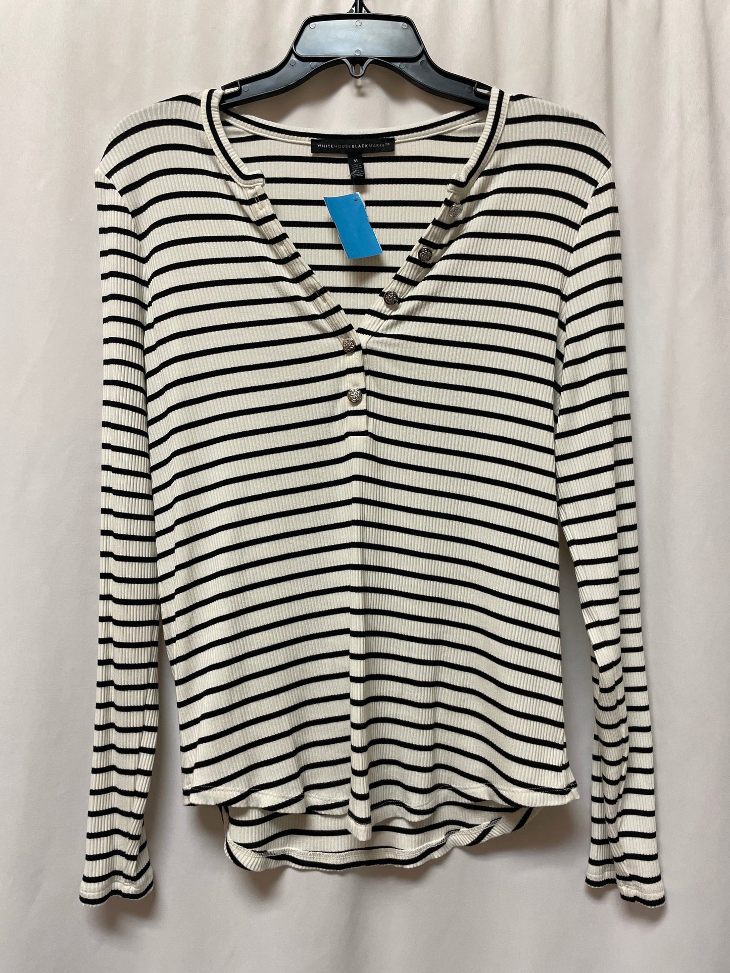 Top Long Sleeve By White House Black Market In Black & White, Size: M