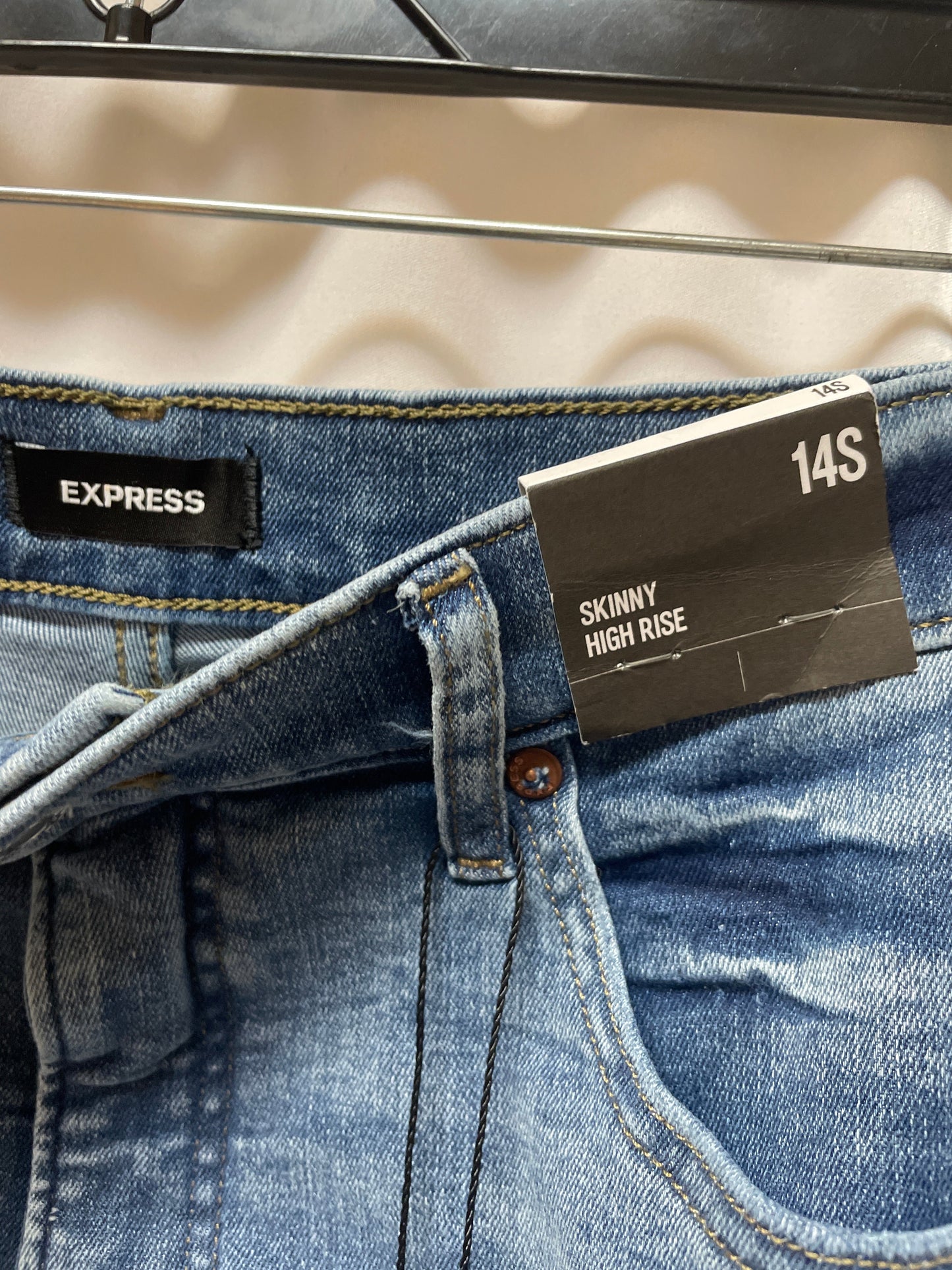 Jeans Skinny By Express In Blue Denim, Size: 14p