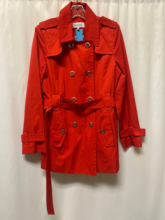 Coat Trench Coat By Calvin Klein In Red, Size: M