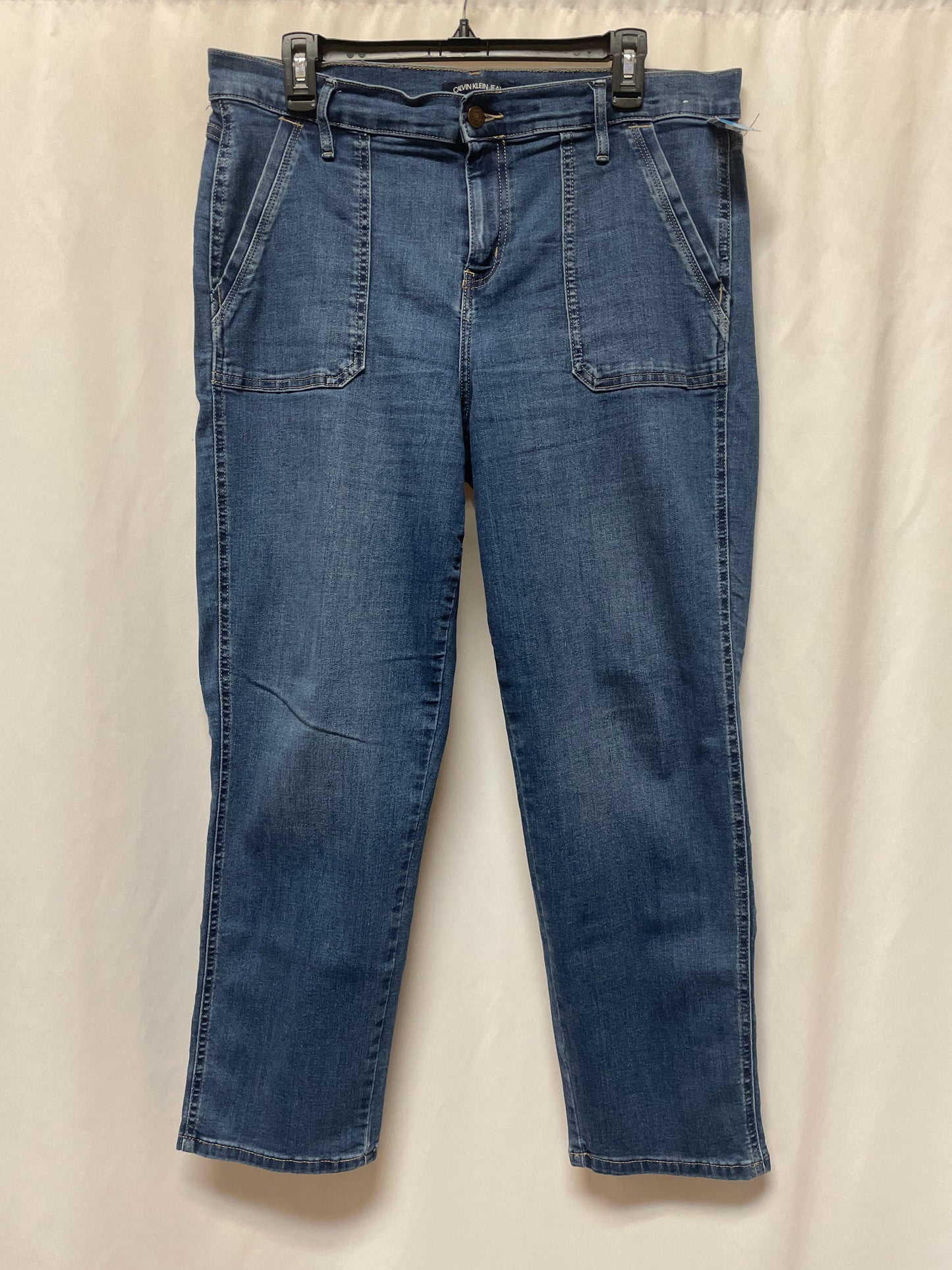 Jeans Straight By Calvin Klein In Blue Denim, Size: 16