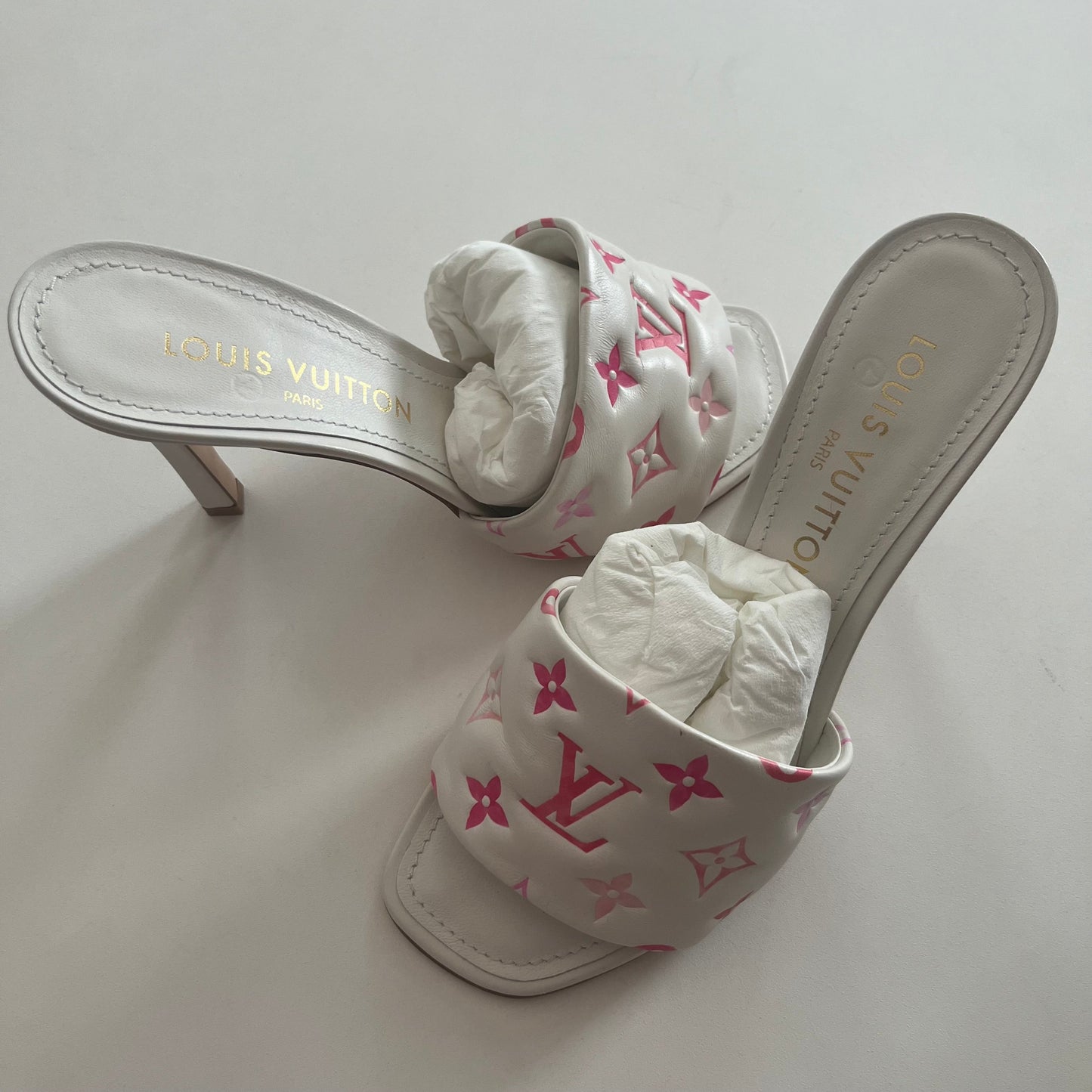 Shoes Heels Block By Louis Vuitton In White, Size: 8.5