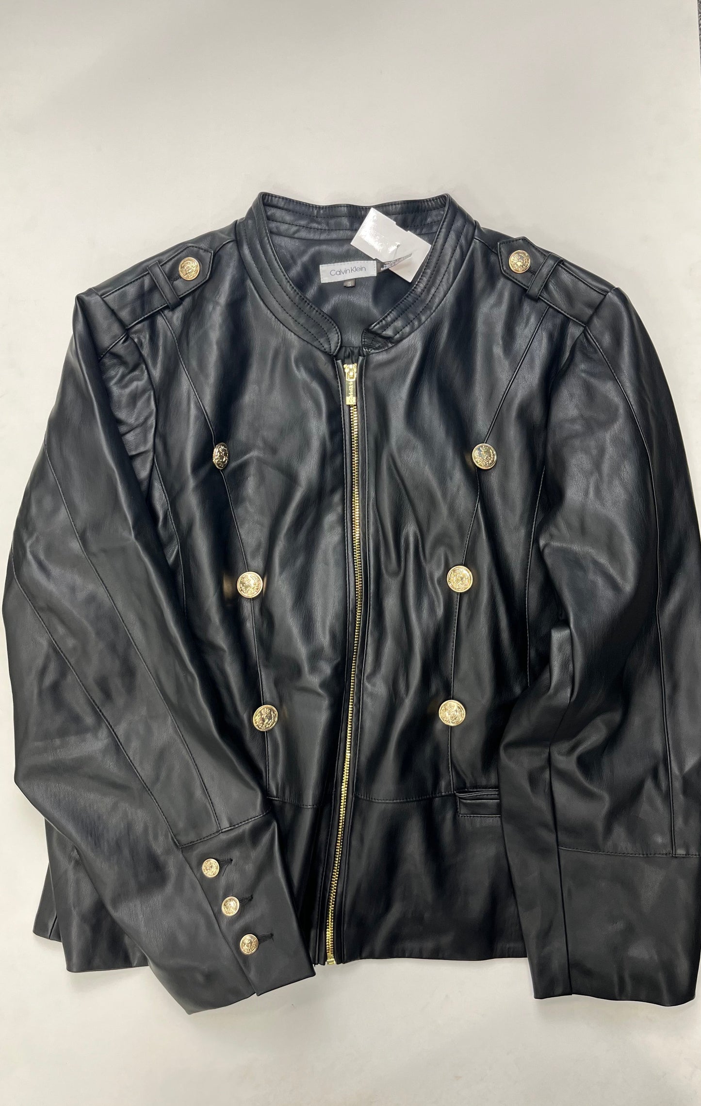 Black Jacket Moto Leather Calvin Klein, Size 1x