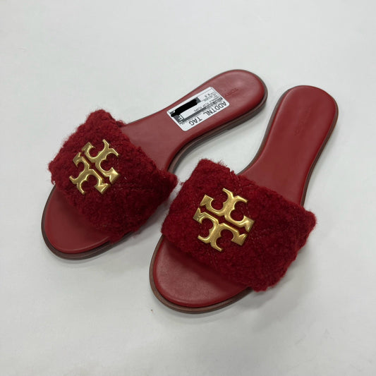 Red Sandals Flip Flops Tory Burch, Size 9.5