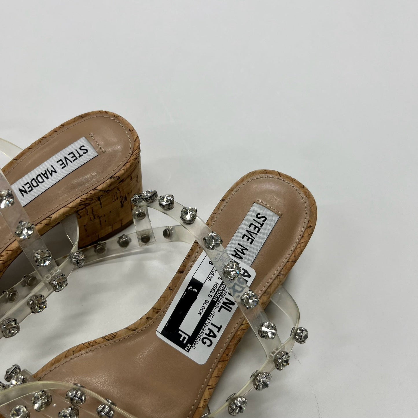 Clear Sandals Heels Block Steve Madden, Size 6