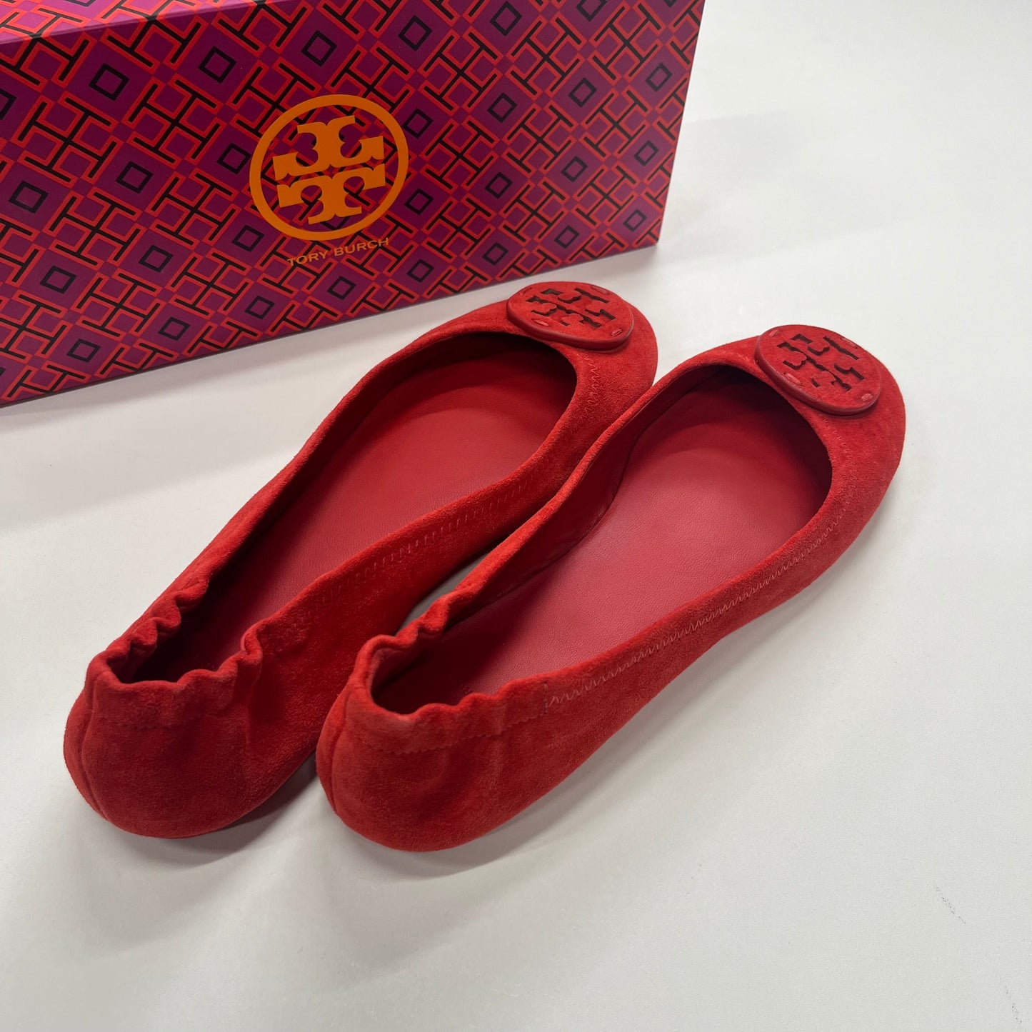 Red Shoes Flats Ballet Tory Burch, Size 9