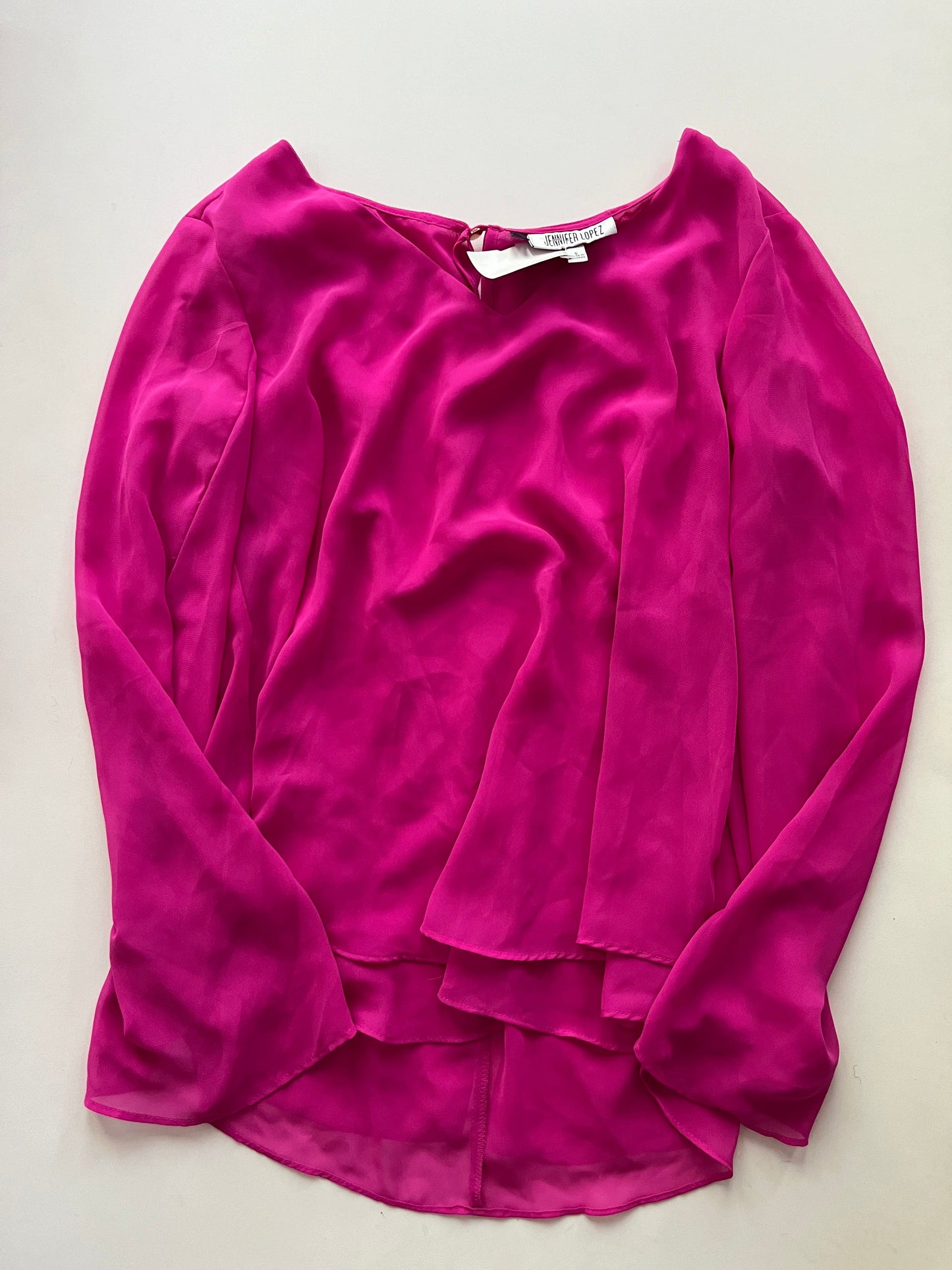 Blouse Long Sleeve By Jennifer Lopez In Fuschia, Size: S